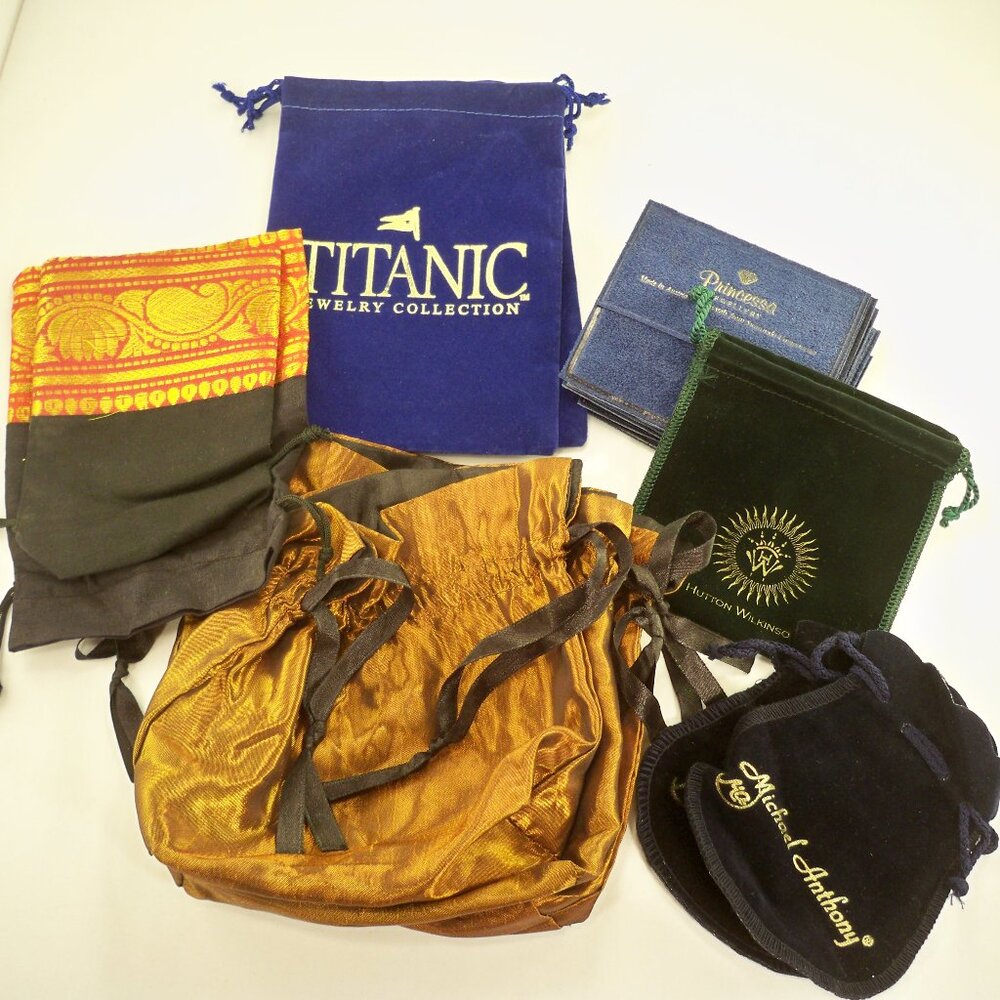 19 Assorted Pull String Designer Jewelry Bags - image 1